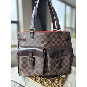 LV Louis Vuitton Monogram Damier Tote Shoulder Canvas Leather Crossbody Option